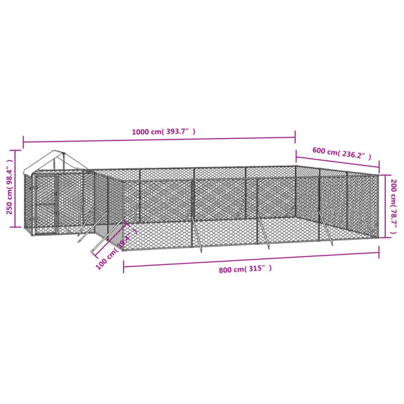 Padoc Exterior 10x6x2,5 m cu Acoperiș - Oțel Galvanizat
