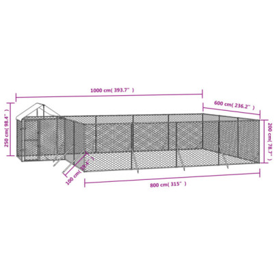Padoc Exterior 10x6x2,5 m cu Acoperiș - Oțel Galvanizat