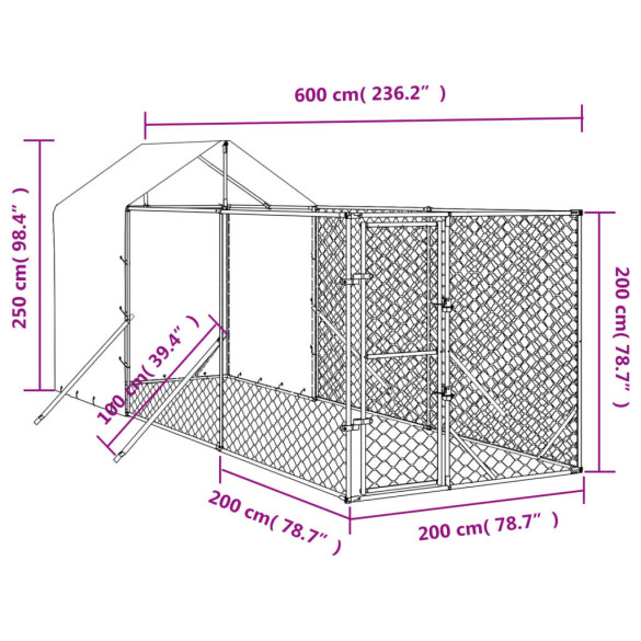 Padoc Exterior Acoperit pentru Animale 2x6x2,5m