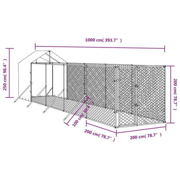 Padoc Exterior Acoperit 2x10x2,5m Oțel Galvanizat