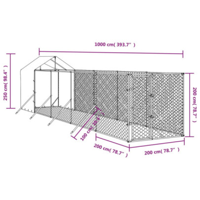 Padoc Exterior Acoperit 2x10x2,5m Oțel Galvanizat