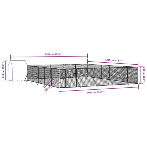 Padoc Exterior 12x12m cu Acoperiș - Oțel Galvanizat | Livrare Gratuită