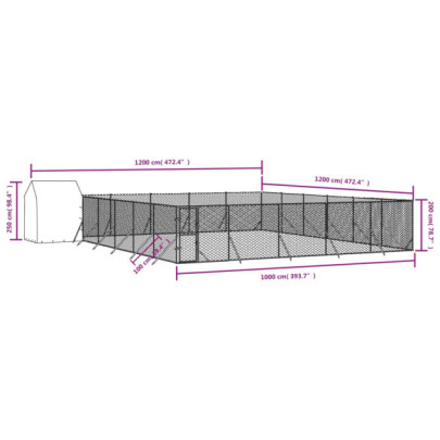 Padoc Exterior 12x12m cu Acoperiș - Oțel Galvanizat | Livrare Gratuită