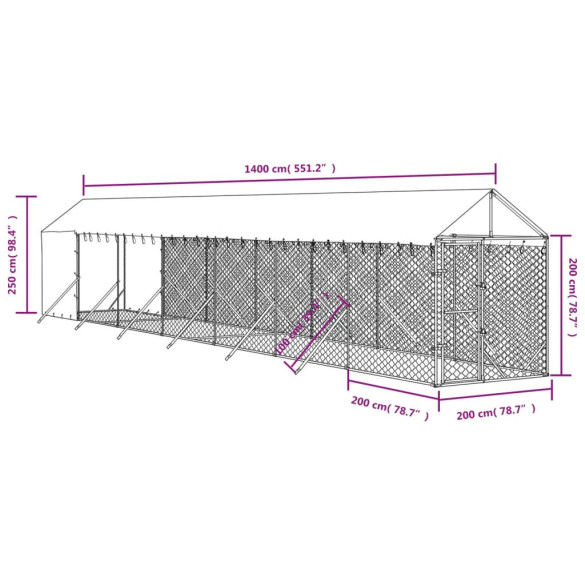 Padoc Exterior Acoperit 2x14x2,5m - Oțel Galvanizat | Livrare Gratuită