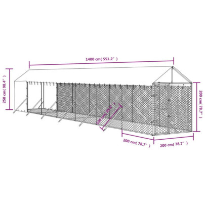 Padoc Exterior Acoperit 2x14x2,5m - Oțel Galvanizat | Livrare Gratuită
