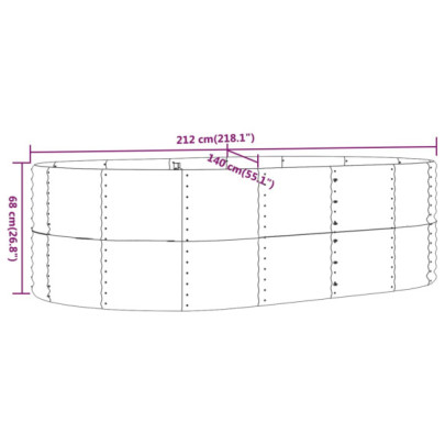 Strat Înălțat Grădină Gri - Oțel Rezistent 212x140x68cm