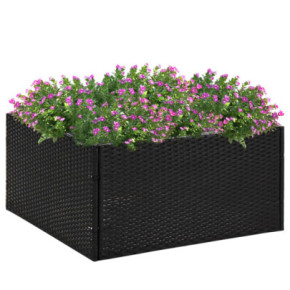 Jardinieră Grădină Ratan PE 80x80 cm Negru | Livrare Gratuită