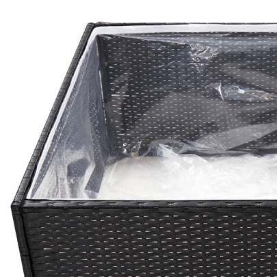 Jardinieră Grădină Ratan PE 80x80 cm Negru | Livrare Gratuită