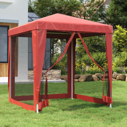 Cort de petrecere cu 4 pereți din plasă - roșu - 2x2 m - HDPE