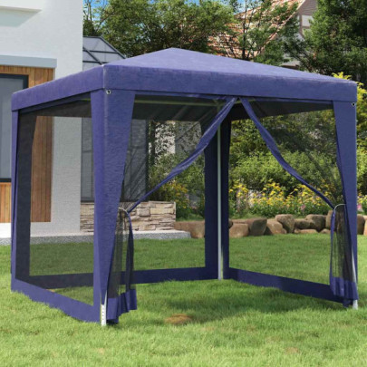 Cort de petrecere - 4 pereți de plasă - albastru - 2,5x2,5 m - HDPE