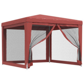 Cort de Petrecere cu 4 Pereți Plasă Roșu 3x3m - HDPE 2