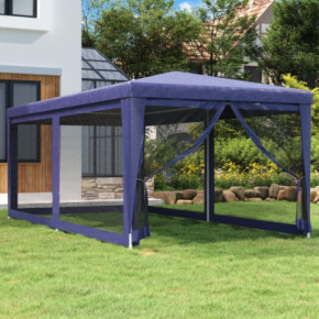 Cort de petrecere cu 6 pereți din plasă albastru 3x6 m HDPE
