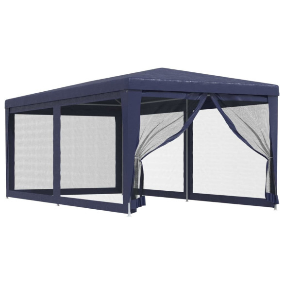 Cort de petrecere cu 6 pereți din plasă albastru 3x6 m HDPE Cort de petrecere cu 6 pereți din plasă albastru 3x6 m HDPE