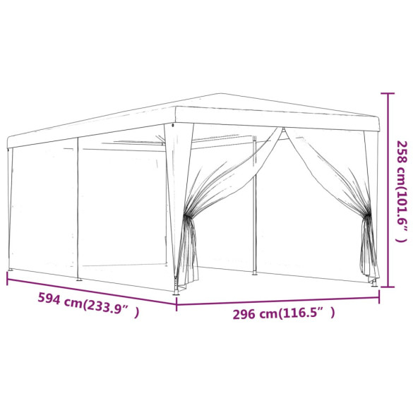 Cort de petrecere cu 6 pereți din plasă albastru 3x6 m HDPE Cort de petrecere cu 6 pereți din plasă albastru 3x6 m HDPE