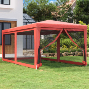 Cort de petrecere 6 pereți roșu, 3x6 m, HDPE - Livrare gratuită