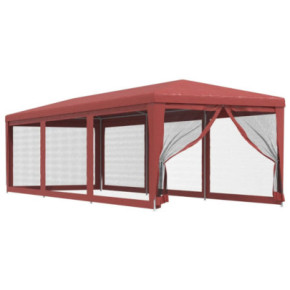 Cort de petrecere 8 pereți, roșu, 3x9m - HDPE | Livrare Gratuită 2