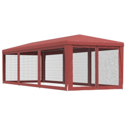 Cort de petrecere 8 pereți, roșu, 3x9m - HDPE | Livrare Gratuită
