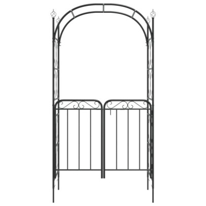 Arcadă Grădină Oțel Negru cu Poartă - 108x45x235 cm
