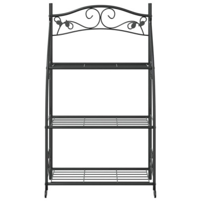 Suport Flori 3 Rafturi Oțel Negru | Livrare Gratuită