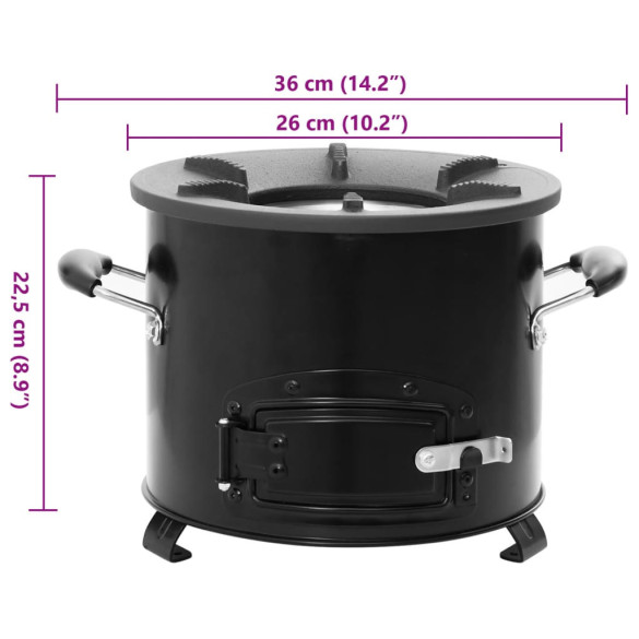 Aragaz cu lemne pentru camping - negru, metal Aragaz cu lemne pentru camping - negru, metal