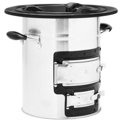 Aragaz Camping cu Lemn - Argintiu, 51.5x35x30.5 cm - Oțel