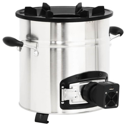 Aragaz cu lemne cu ventilator USB - Argintiu | Gratis Livrare