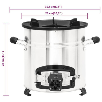 Aragaz cu lemne cu ventilator USB - Argintiu | Gratis Livrare