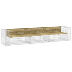 Bancă Grădină Gabion - Lemn Pin Impregnat | Livrare Gratuită 2