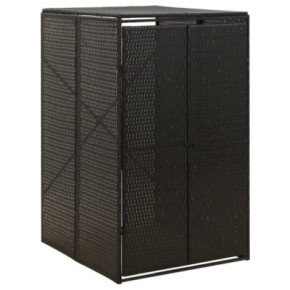 Magazie Pubelă cu Rotele - Negru - 70x80x117 cm - Poliratan