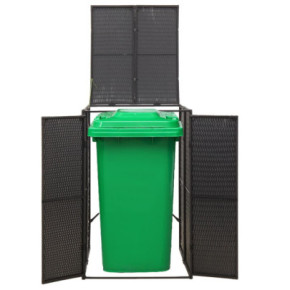 Magazie Pubelă cu Rotele - Negru - 70x80x117 cm - Poliratan 2