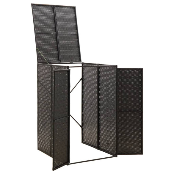 Magazie Pubelă cu Rotele - Negru - 70x80x117 cm - Poliratan