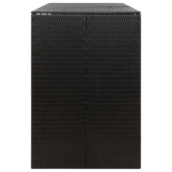 Magazie Pubelă Triplă - Negru - Ratan PE - Gratis Livrare