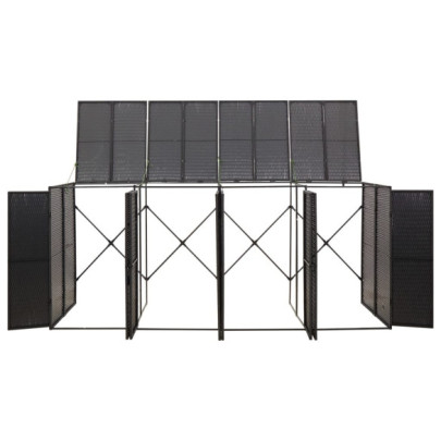 Magazie Pubele 4 Locuri - Negru - Poliratan | Livrare Gratuită