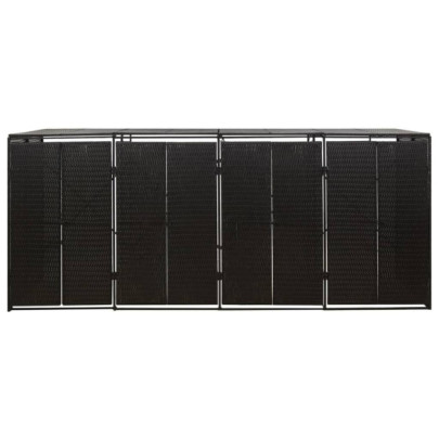 Magazie Pubele 4 Locuri - Negru - Poliratan | Livrare Gratuită