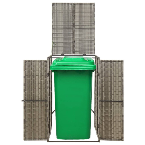 Magazie Pubela cu Roti - Gri - 70x80x117 cm - Poliratan Magazie Pubela cu Roti - Gri - 70x80x117 cm - Poliratan
