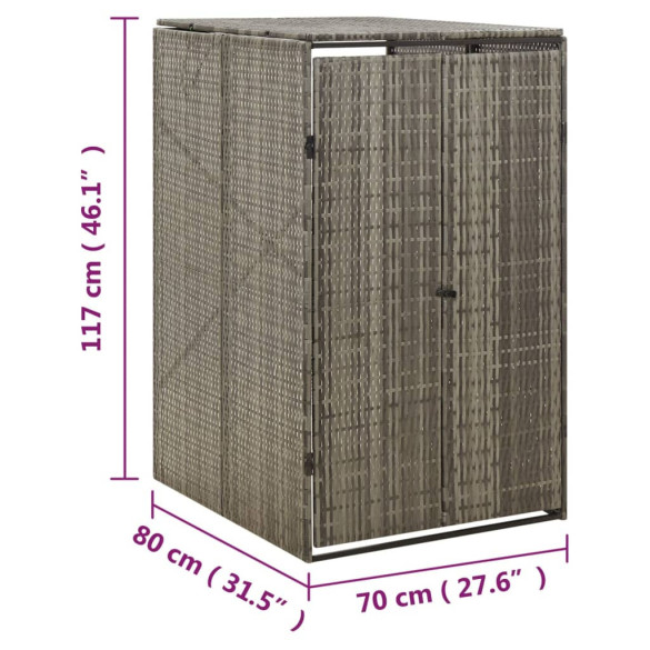 Magazie Pubela cu Roti - Gri - 70x80x117 cm - Poliratan Magazie Pubela cu Roti - Gri - 70x80x117 cm - Poliratan