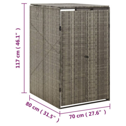 Magazie Pubela cu Roti - Gri - 70x80x117 cm - Poliratan