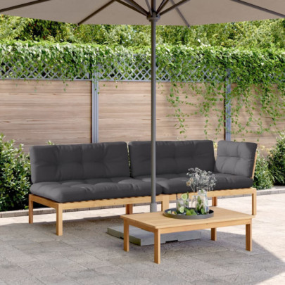 Set canapele grădină cu perne din paleți - 3 piese - lemn acacia