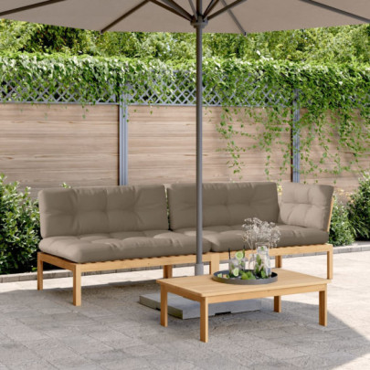 Set canapele grădină cu perne din paleți - 3 piese - lemn acacia