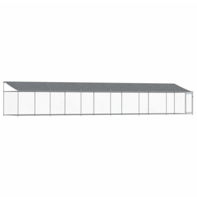 Cușcă Câini Mare 12x2x2 m - Oțel Galvanizat cu Acoperiș