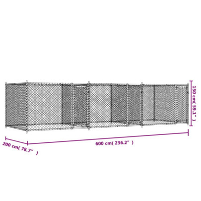 Cușcă Câini Oțel Galvanizat 6x2x1,5 m - Livrare Gratuită