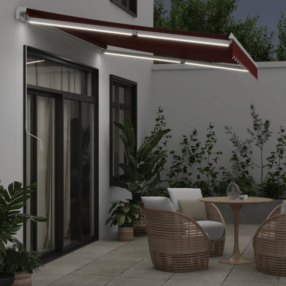 Copertină Retractabilă Manuală cu LED - Vișiniu 350x250 cm