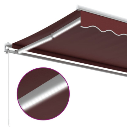Copertină Retractabilă Manuală cu LED - Vișiniu 350x250 cm