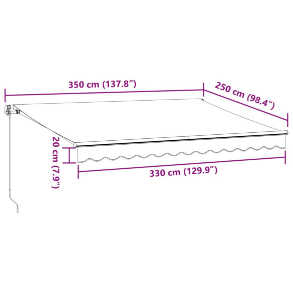 Copertină Retractabilă Manuală cu LED - Vișiniu 350x250 cm