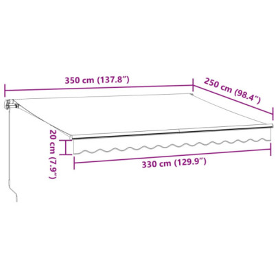 Copertină Retractabilă Manuală cu LED - Vișiniu 350x250 cm