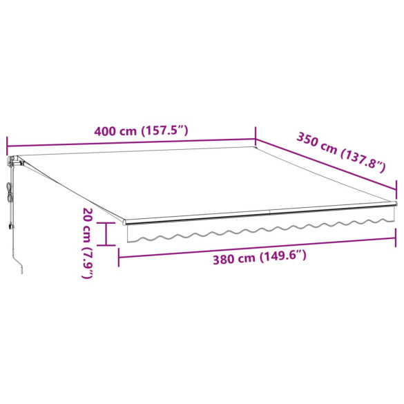 Copertină Automată Retractabilă Vișiniu 400x350 cm