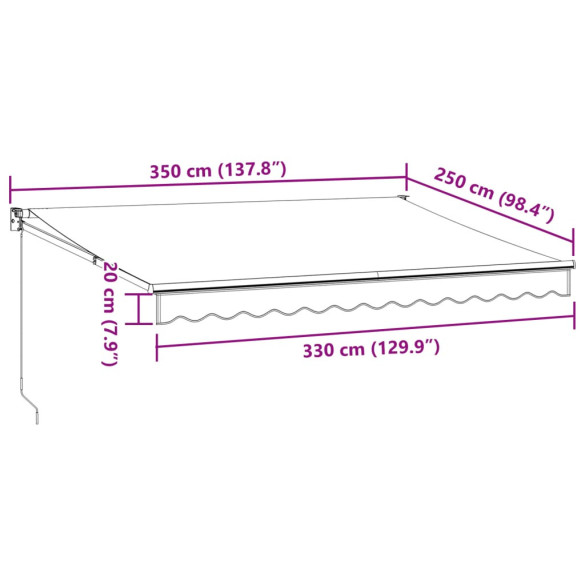 Copertină retractabilă manual - Vișiniu 350x250 cm