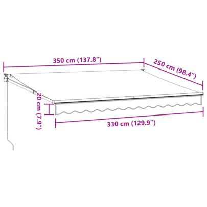Copertină retractabilă manual - Vișiniu 350x250 cm