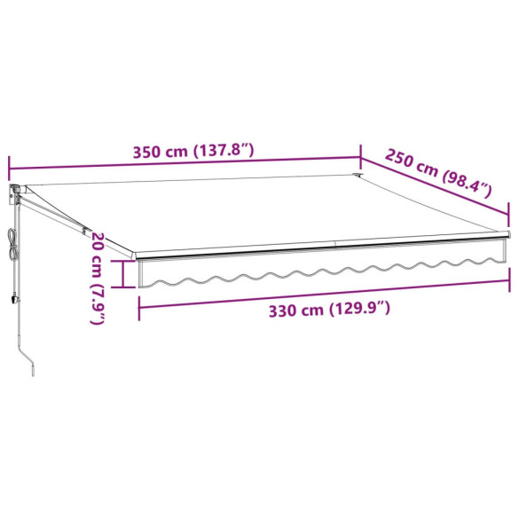 Copertină Automată Retractabilă - Vișiniu 350x250 cm