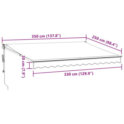 Copertină Automată Retractabilă - Vișiniu 350x250 cm